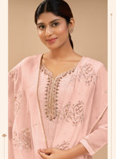Thread Crafted Peach Colour Salwar Suit